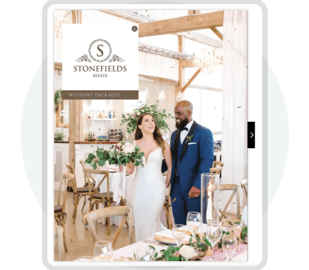 Interactive digital wedding brochure created with Paperturn showing multimedia engagement and page-f Interactive digital wedding brochure created with Paperturn showing multimedia engagement and page-f