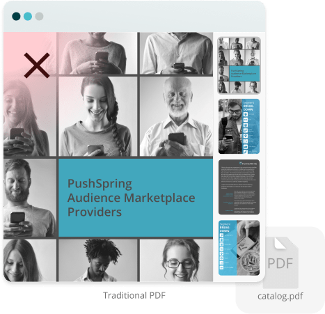 Example of a traditional static PDF shown with a red X — illustrating how old file formats hinder cr
