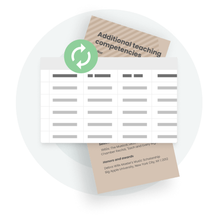 Professional CV template with structured skills table and competencies section