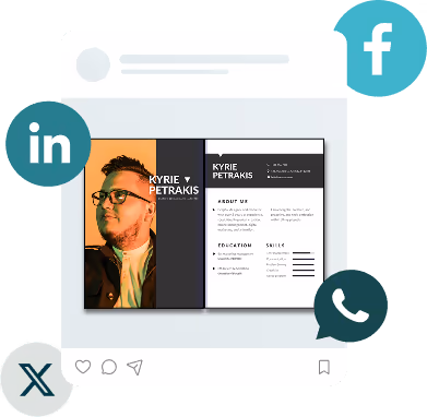 Digitalt CV delt på sociale medier med forhåndsvisning af CV online Digitalt CV delt på sociale medier med forhåndsvisning af CV online