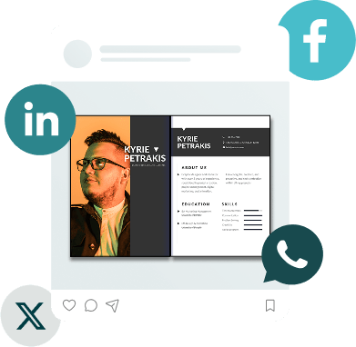 Digital CV shared on social media platform with online resume preview