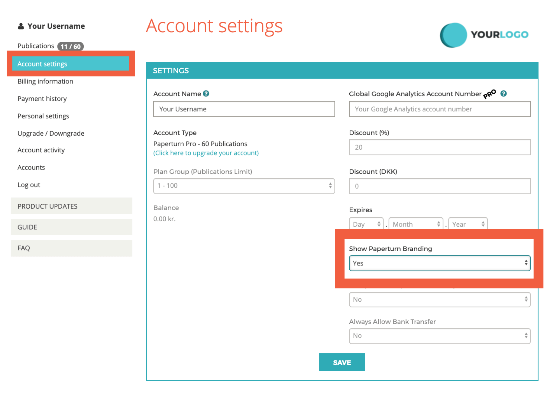 How to Disable Paperturn Branding under account settings