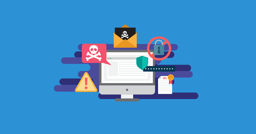 A computer with cybersecurity icons around it - Image sourced from dataprivacymanager.net