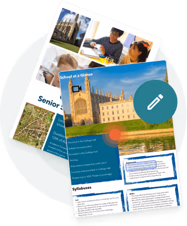 Brochure scolaire numérique avec des icônes de modification et de clic — montrant comment Paperturn aide les éducateurs à créer des contenus accessibles Brochure scolaire numérique avec des icônes de modification et de clic — montrant comment Paperturn aide les éducateurs à créer des contenus accessibles