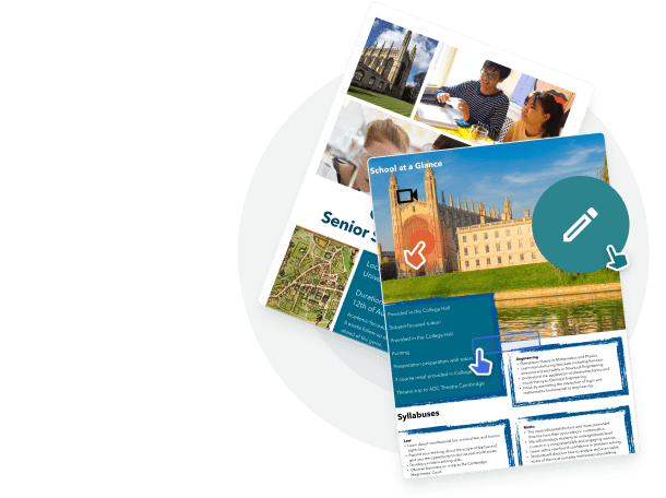 Digital school brochure with edit and click icons — showing how Paperturn helps educators create accessible, mobile-responsive publications that meet compliance standards and engage every audience. Digital school brochure with edit and click icons — showing how Paperturn helps educators create accessible, mobile-responsive publications that meet compliance standards and engage every audience.