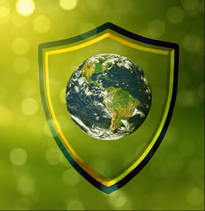 A seal that contains the earth standing for global environmental collaboration
