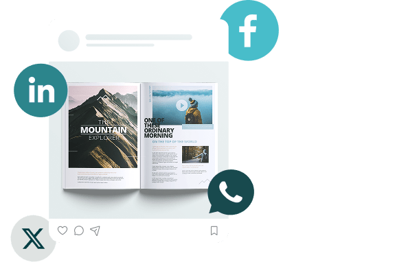 Digital government publication with social media icons — illustrating how Paperturn enables agencies to share multilingual, localized documents that engage diverse communities online. Digital government publication with social media icons — illustrating how Paperturn enables agencies to share multilingual, localized documents that engage diverse communities online.