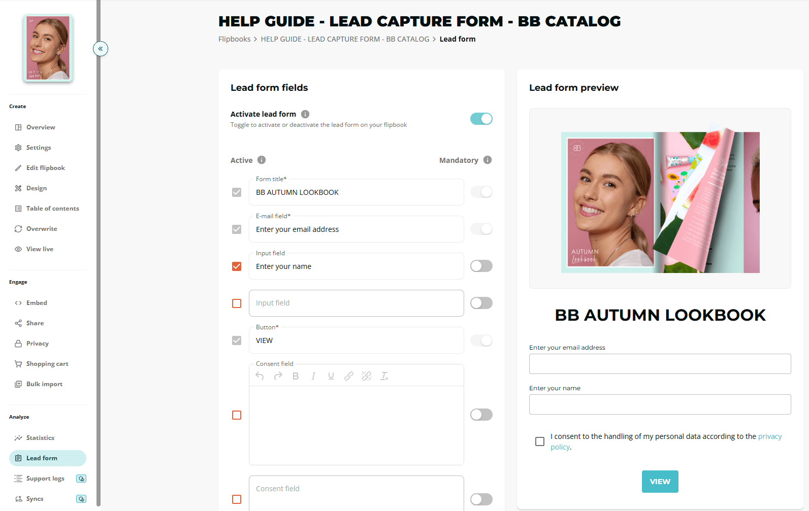How to activate a lead form in the paperturnn dashboard. How to activate a lead form in the paperturnn dashboard.