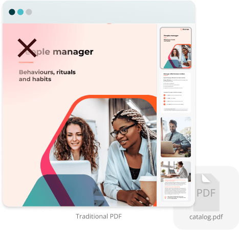 Traditional static PDF document marked with a red X — illustrating how outdated PDFs make it difficu