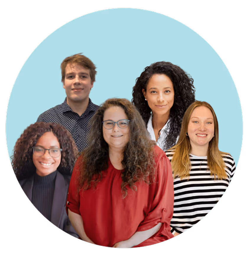 Five members of the Paperturn customer experience team together, smiling warmly. Five members of the Paperturn customer experience team together, smiling warmly.