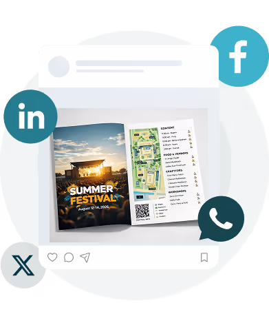 Del dit digitale leaflet på sociale medier og beskedapps. Del dit digitale leaflet på sociale medier og beskedapps.
