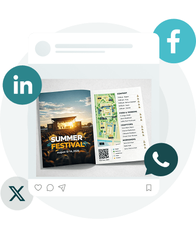 Share your digital leaflet across social media and messaging apps. Share your digital leaflet across social media and messaging apps.