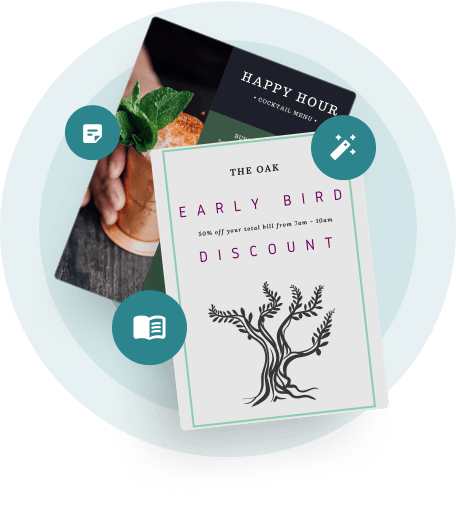 Restaurant menu design showcase featuring early bird discount and happy hour cocktail menu templates Restaurant menu design showcase featuring early bird discount and happy hour cocktail menu templates