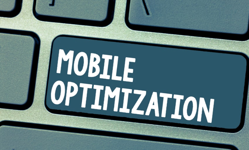 Keyboard key labeled Mobile Optimization