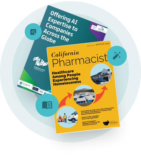 Digital newsletter cover design featuring healthcare publication and corporate AI report