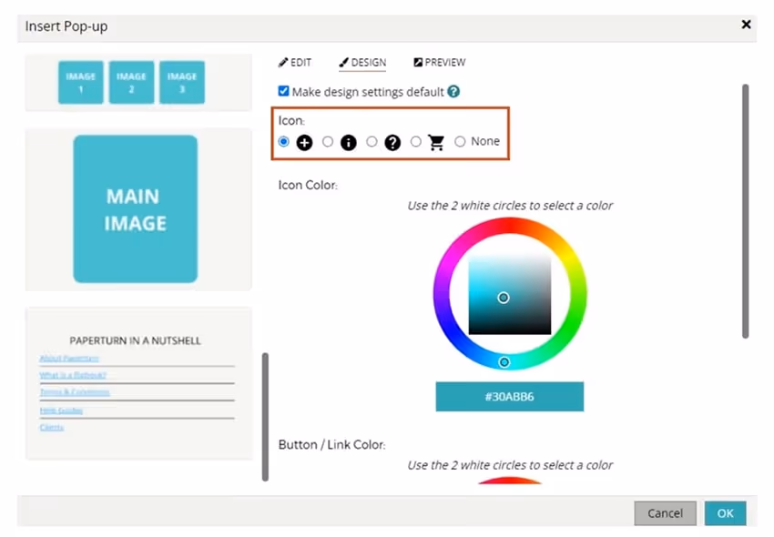 Paperturn's pop-up feature Paperturn's pop-up feature