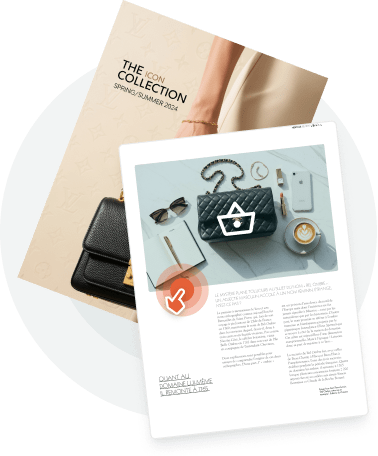 Digital wholesale catalog with interactive shopping icons — showing how Paperturn helps wholesale br