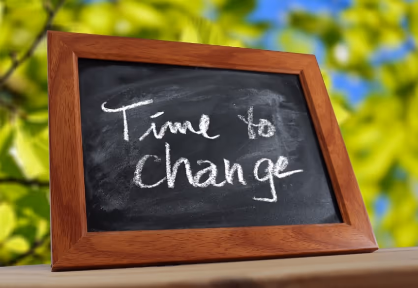 Small chalkboard in a natural setting with text Time to Change Small chalkboard in a natural setting with text Time to Change