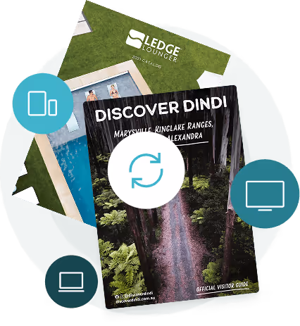Guide de voyage numérique avec des icônes de synchronisation — montrant comment Paperturn aide les marques de l’hôtellerie à mettre à jour le contenu saisonnier… Guide de voyage numérique avec des icônes de synchronisation — montrant comment Paperturn aide les marques de l’hôtellerie à mettre à jour le contenu saisonnier…