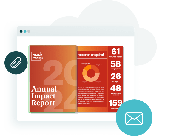 Illustration of a digital annual report with analytics and data visualizations, shared via email and Illustration of a digital annual report with analytics and data visualizations, shared via email and