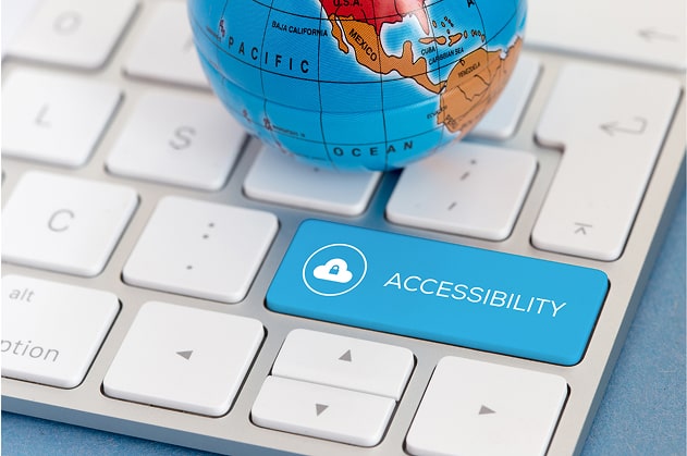 Keyboard showing an accessibility key