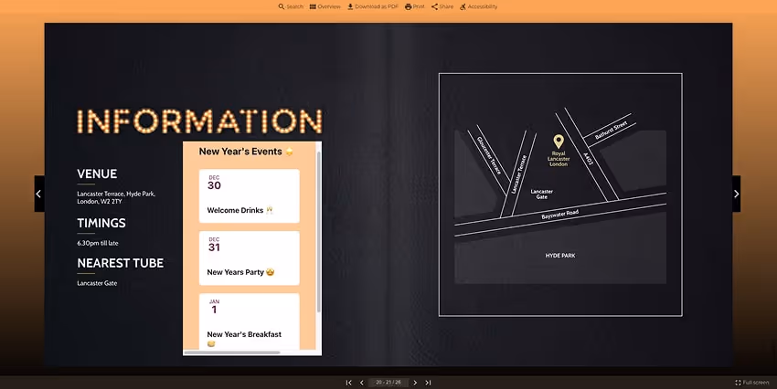An event calendar embedded with an iFrame into a flipbook. An event calendar embedded with an iFrame into a flipbook.