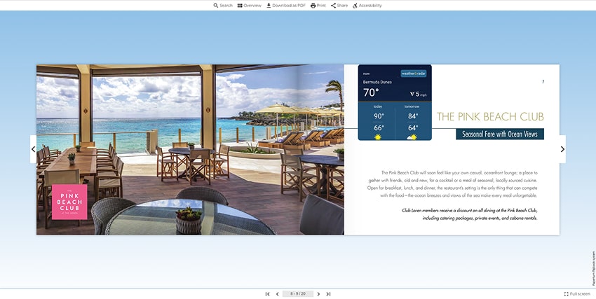 An iFrame weather widget embedded into a flipbook