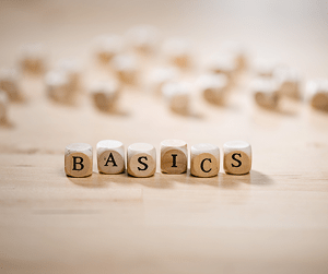 “Basics” written with scrabble letters