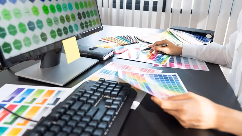 A designer choosing colors for a project 