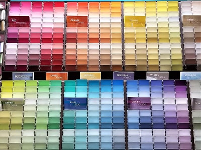 Different shades of colors on display