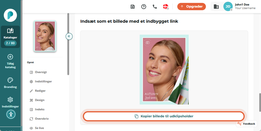 Kopiér flipbook-billedet med indbygget link ved at klikke på 