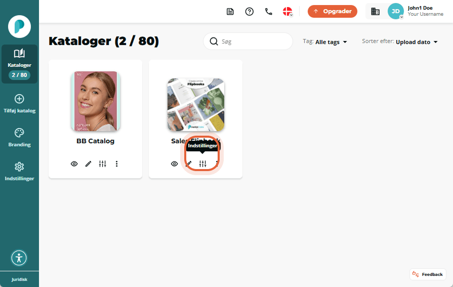 Flipbook-dashboard med 