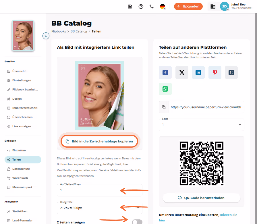 Share-Reiter, in dem die Schaltfläche „Bild in Zwischenablage kopieren“ hervorgehoben ist, darunter 