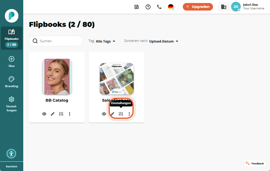 Tracking-Bereich für Flipbooks in Paperturn mit Eingabefeld für individuelle GTM-Container-ID und ei