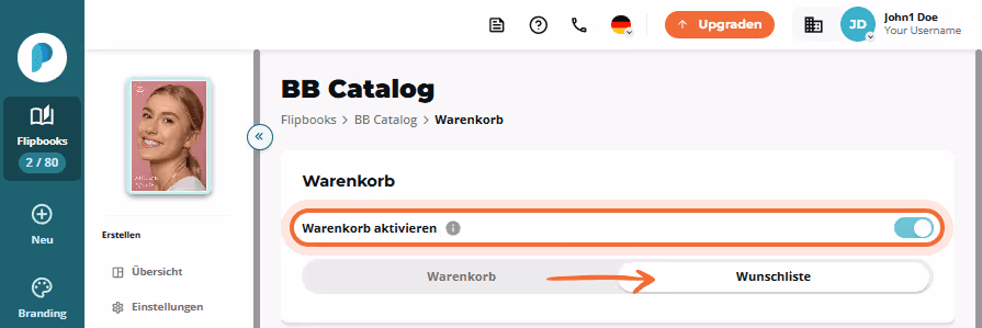 Vorschau der Wunschliste mit Formular zum Senden an einen Freund. Vorschau der Wunschliste mit Formular zum Senden an einen Freund.
