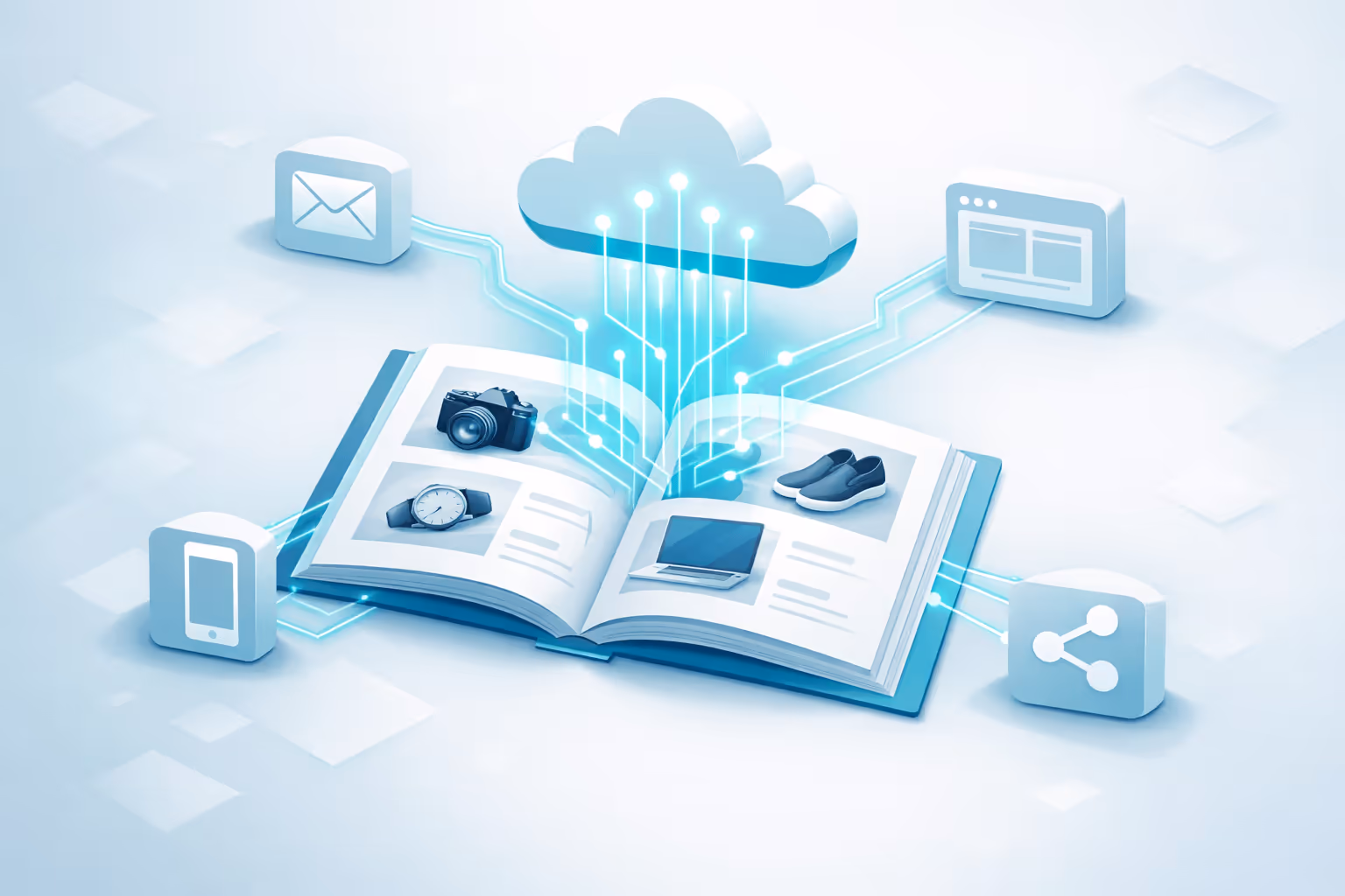 Digital product catalog distributed to email, website, mobile and social media from one source