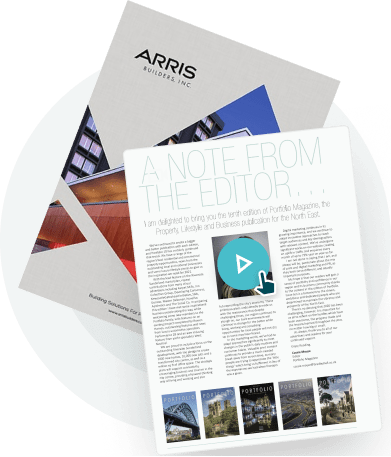 Interactive digital brochure with embedded video feature created using Paperturn’s lead capture and 
