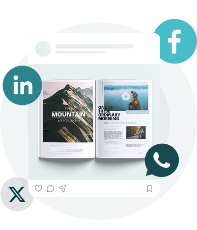 Digital publication shared across social media platforms like Facebook, LinkedIn, and Instagram usin Digital publication shared across social media platforms like Facebook, LinkedIn, and Instagram usin