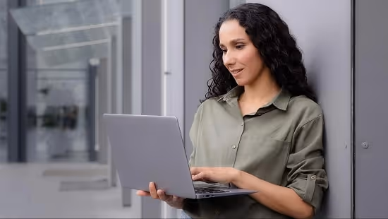 A woman using a laptop