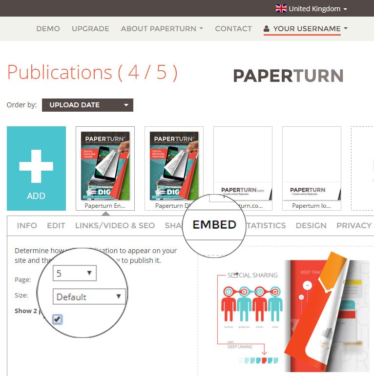 Embed menu in Paperturn website Embed menu in Paperturn website