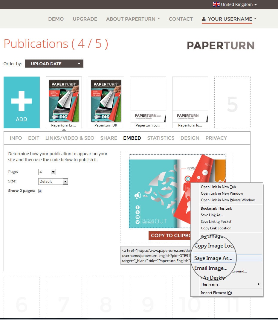 Saving the image from Paperturn website Saving the image from Paperturn website