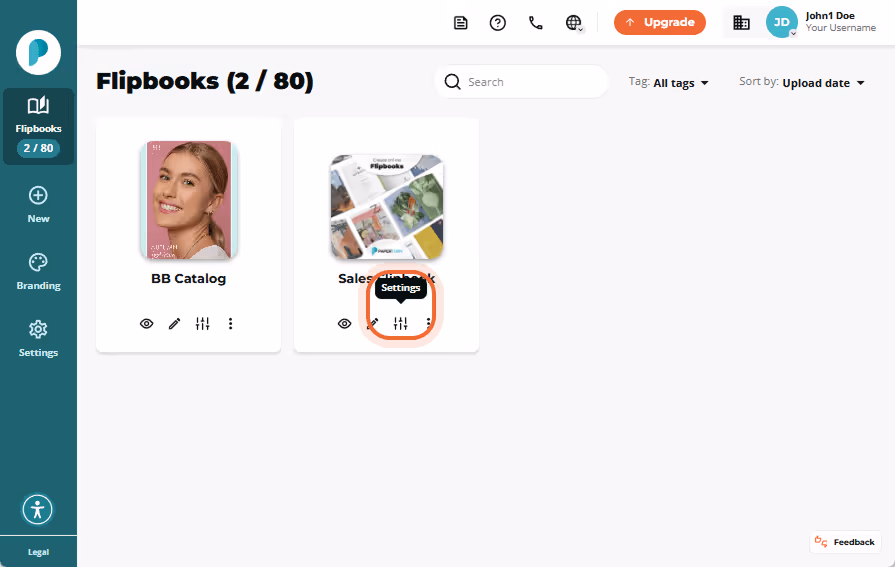 Flipbook dashboard with the 