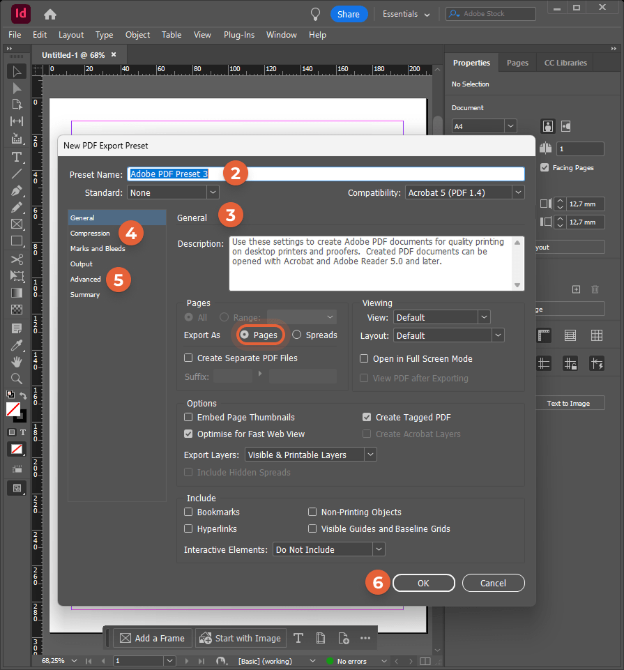InDesign Type menu expanded, Hyperlinks and Cross References submenu shows Convert URLs to Hyperlink