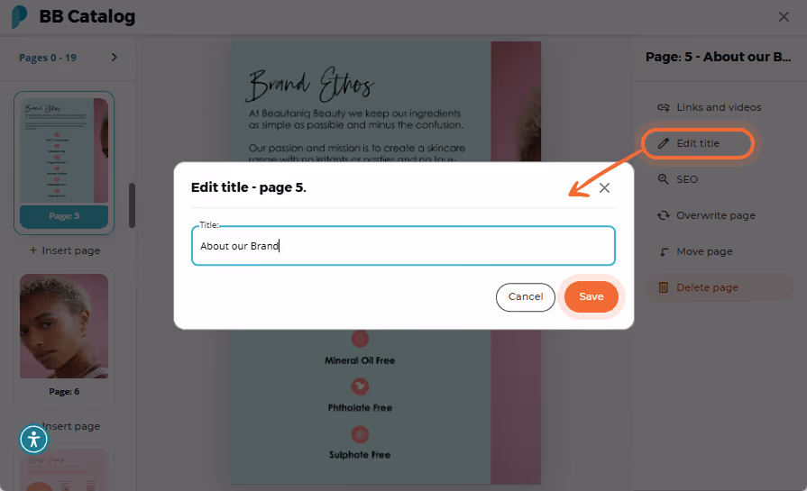 Page options for SEO with Description, Keywords, and Text fields displayed. Page options for SEO with Description, Keywords, and Text fields displayed.