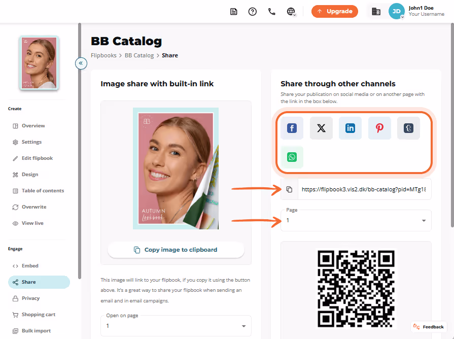 How to share through social media channels your flipbook.
