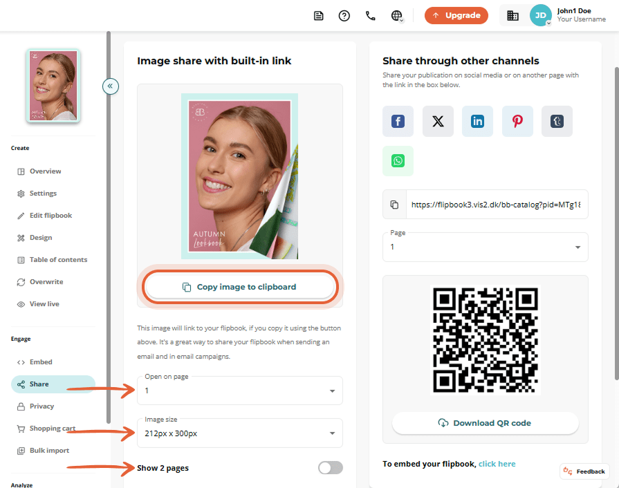 Image sharing interface with 