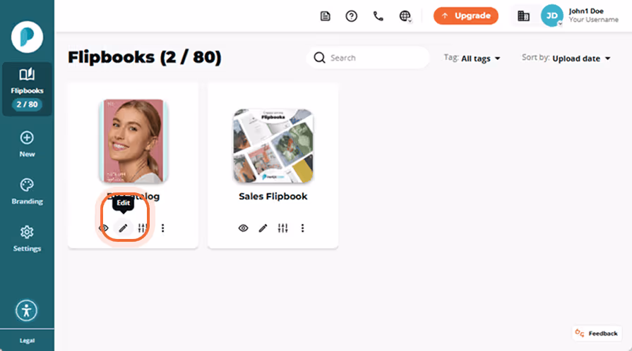 BB Catalog dashboard with flipbooks, highlighting 