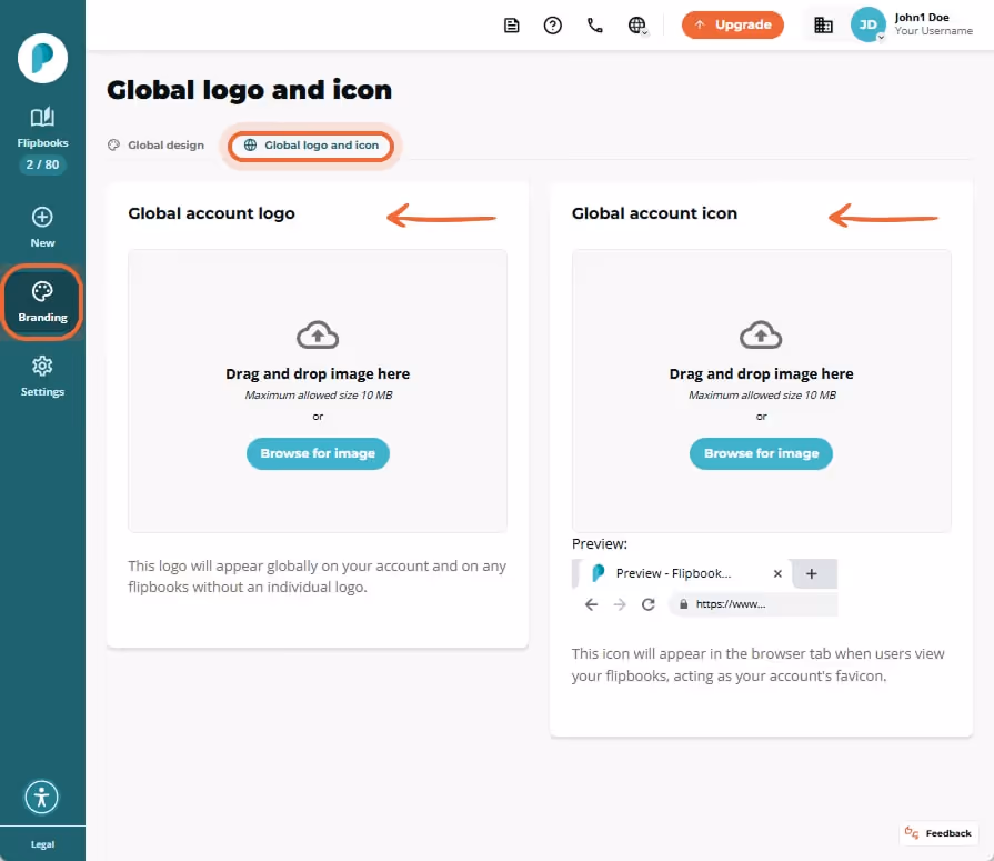 How to add your logo and favicon in the Paperturn dashboard.