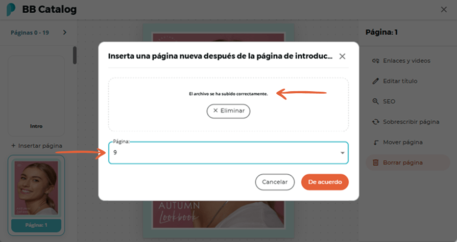 Aparece la pantalla de confirmación tras cargar una nueva página, y el usuario establece la ubicació