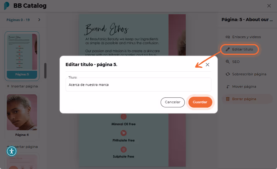 Opciones de página para SEO con campos de Descripción, Palabras clave y Texto visibles. Opciones de página para SEO con campos de Descripción, Palabras clave y Texto visibles.